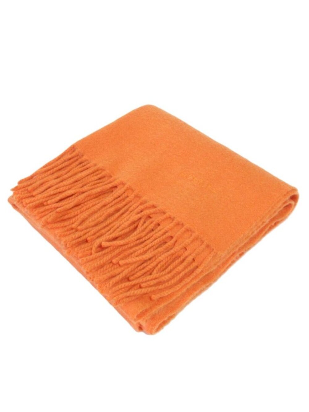Hermes Logo Embroidery Cashmere 100% Scarf Orange
